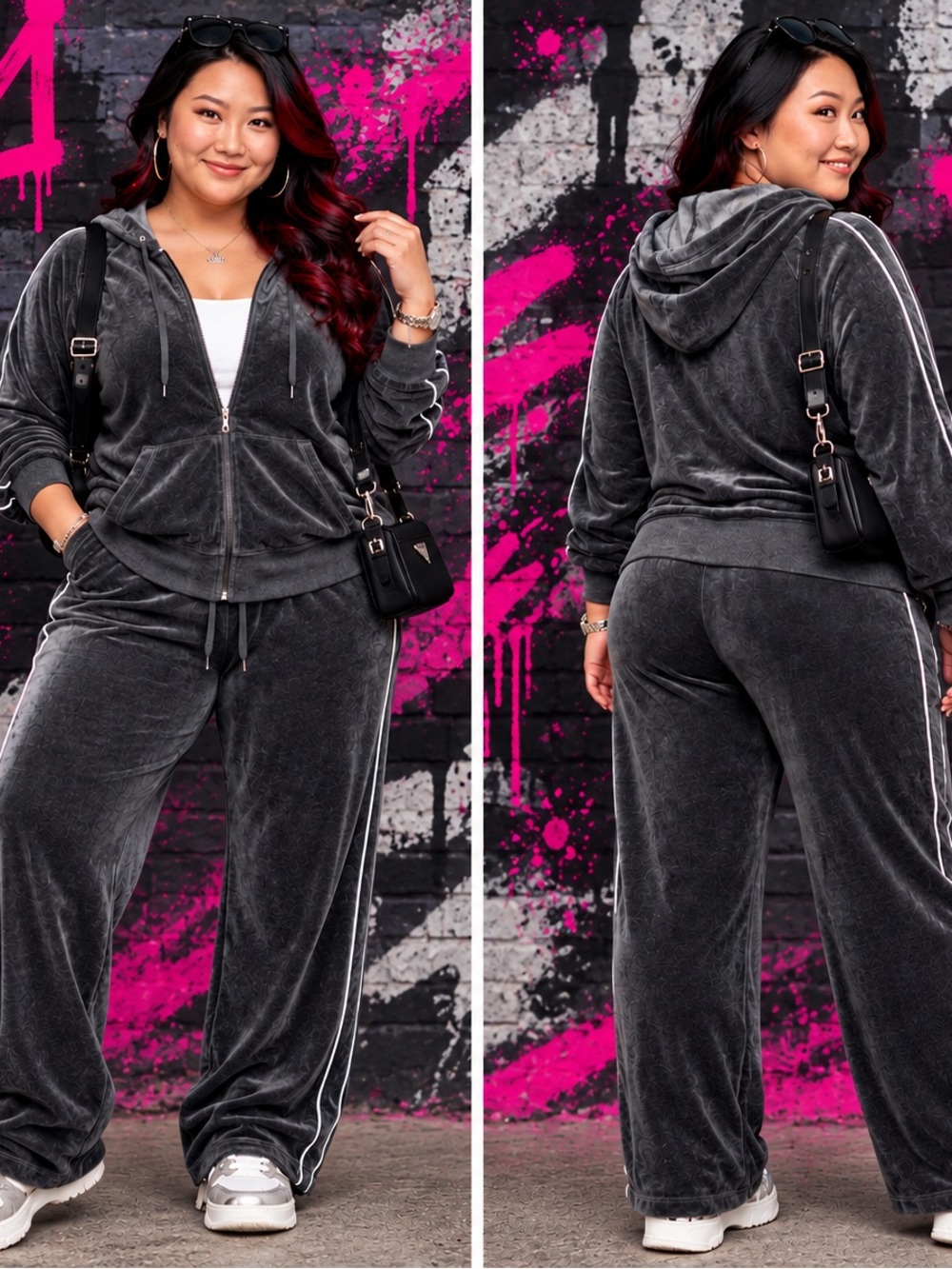 New York Laundry N.Y.L. Gray Track Suit Set Women’s XL Top & Pants Vintage
